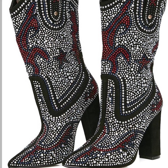 Shoes Black Rhinestone Cowboy Boots Poshmark